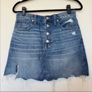 A-Line Button-Fly Madewell Denim Skirt